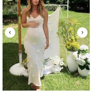 3D Flowers Crochet Mermaid Bodycon Elegant Maternity Maxi Dress